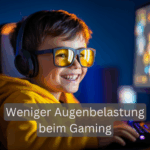Kind mit Gaming-Brille am Computer – weniger Augenbelastung beim Gaming mit yodlyodl
